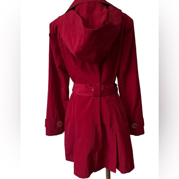 Avanti Belted Double Lapel Red Trench Coat M - Picture 6 of 11